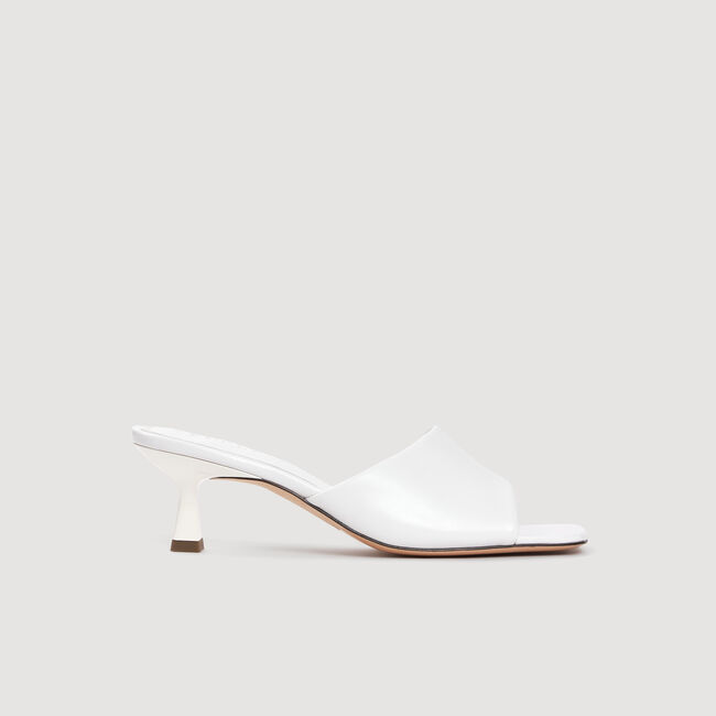 Smooth leather heeled mules
