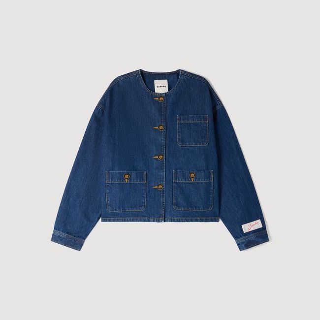 Denim jacket with fancy buttons