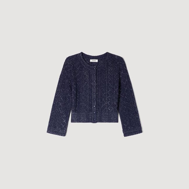 Rhinestone knit cropped cardigan