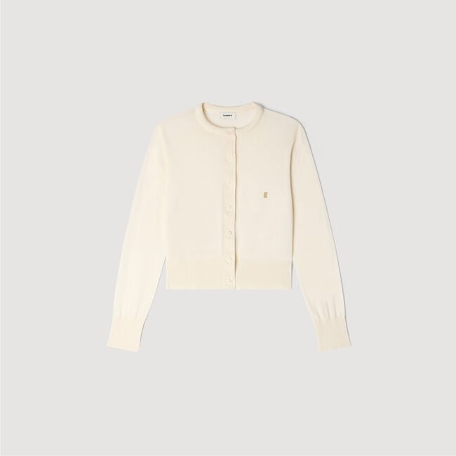 Padded round neck cropped cardigan