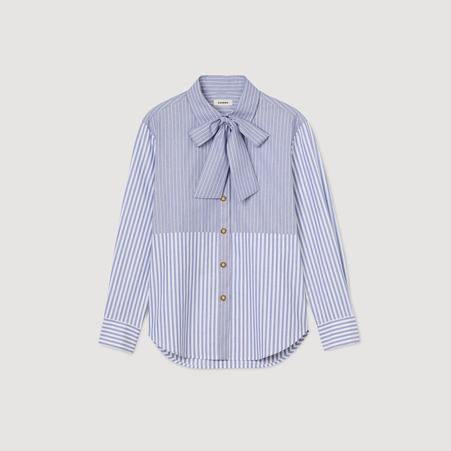 Striped shirt with removable tie