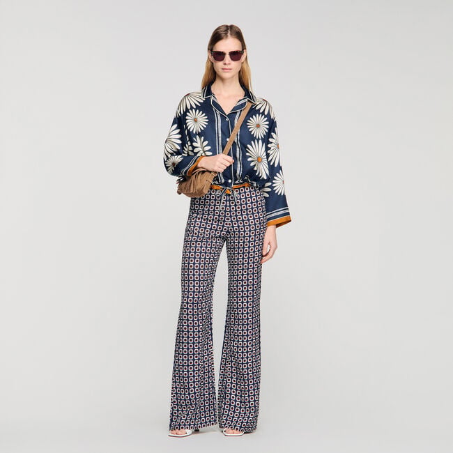 Floral print silk shirt