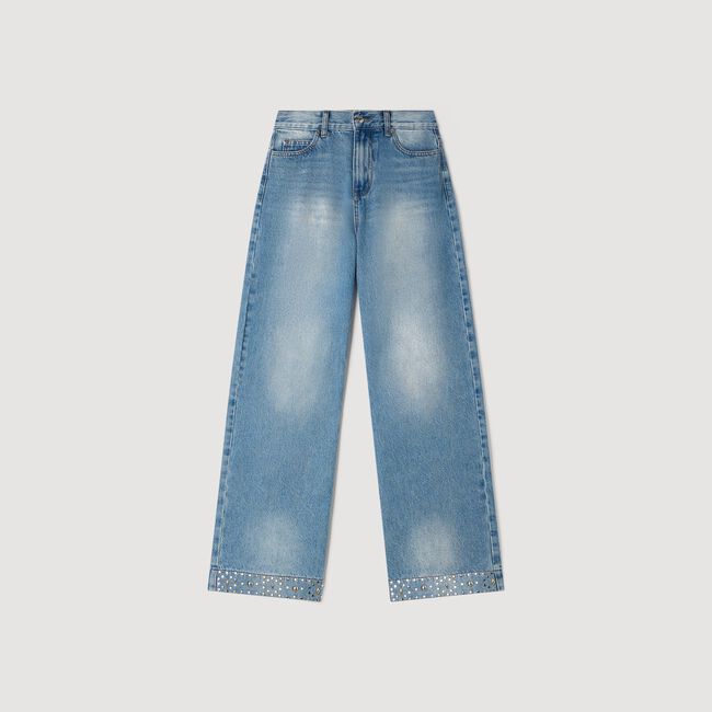 Rhinestone straight-leg jeans