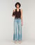 Faded straight zipped cotton jeans