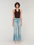Faded straight zipped cotton jeans