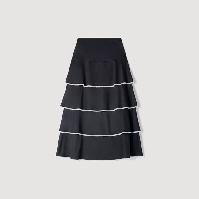 Maxi ruffled rhinestone skirt