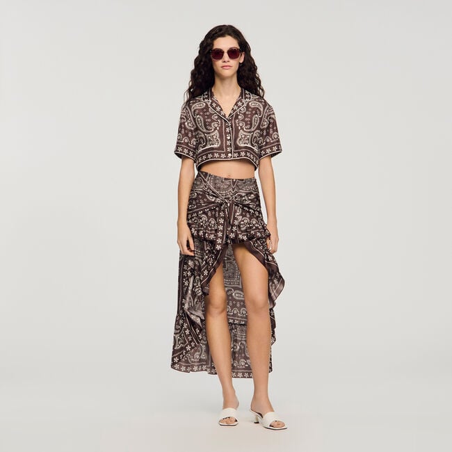 Bandana print hi-low skirt