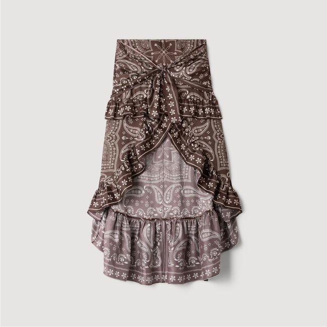 Bandana print hi-low skirt
