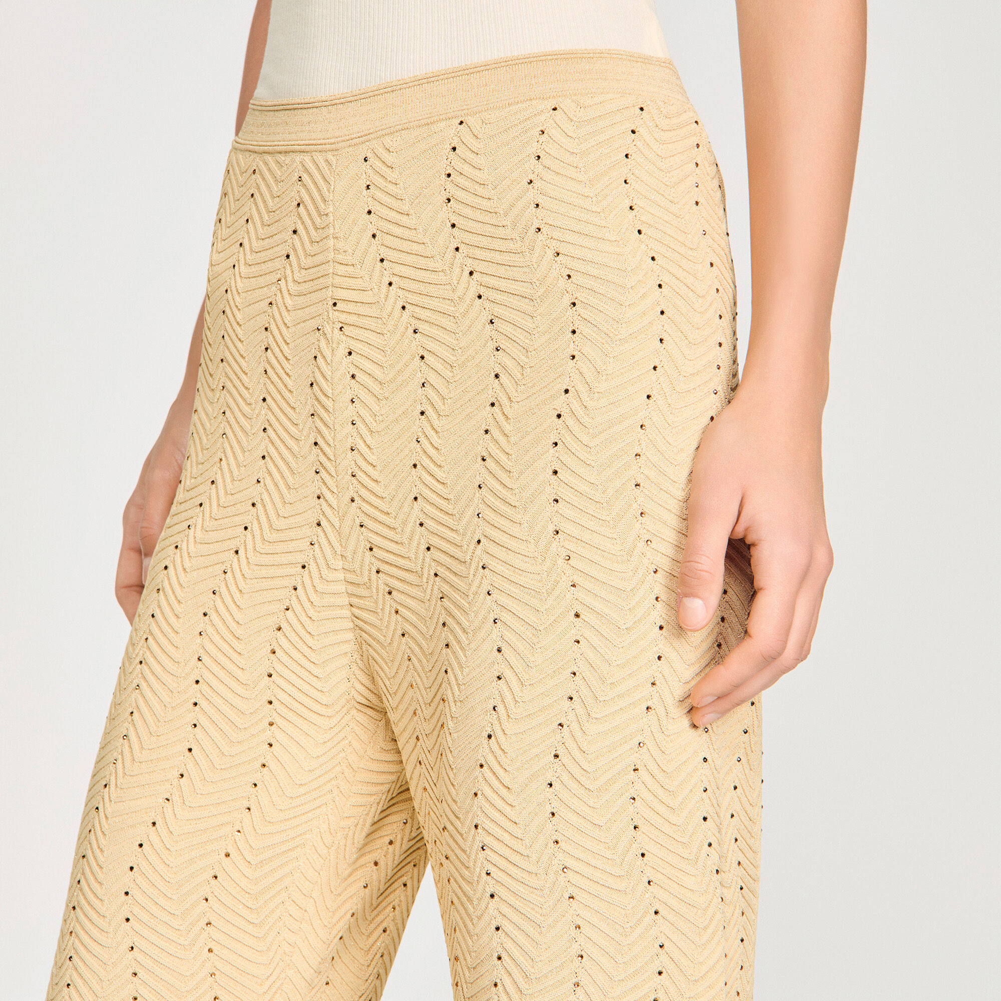 Rhinestone knit trousers