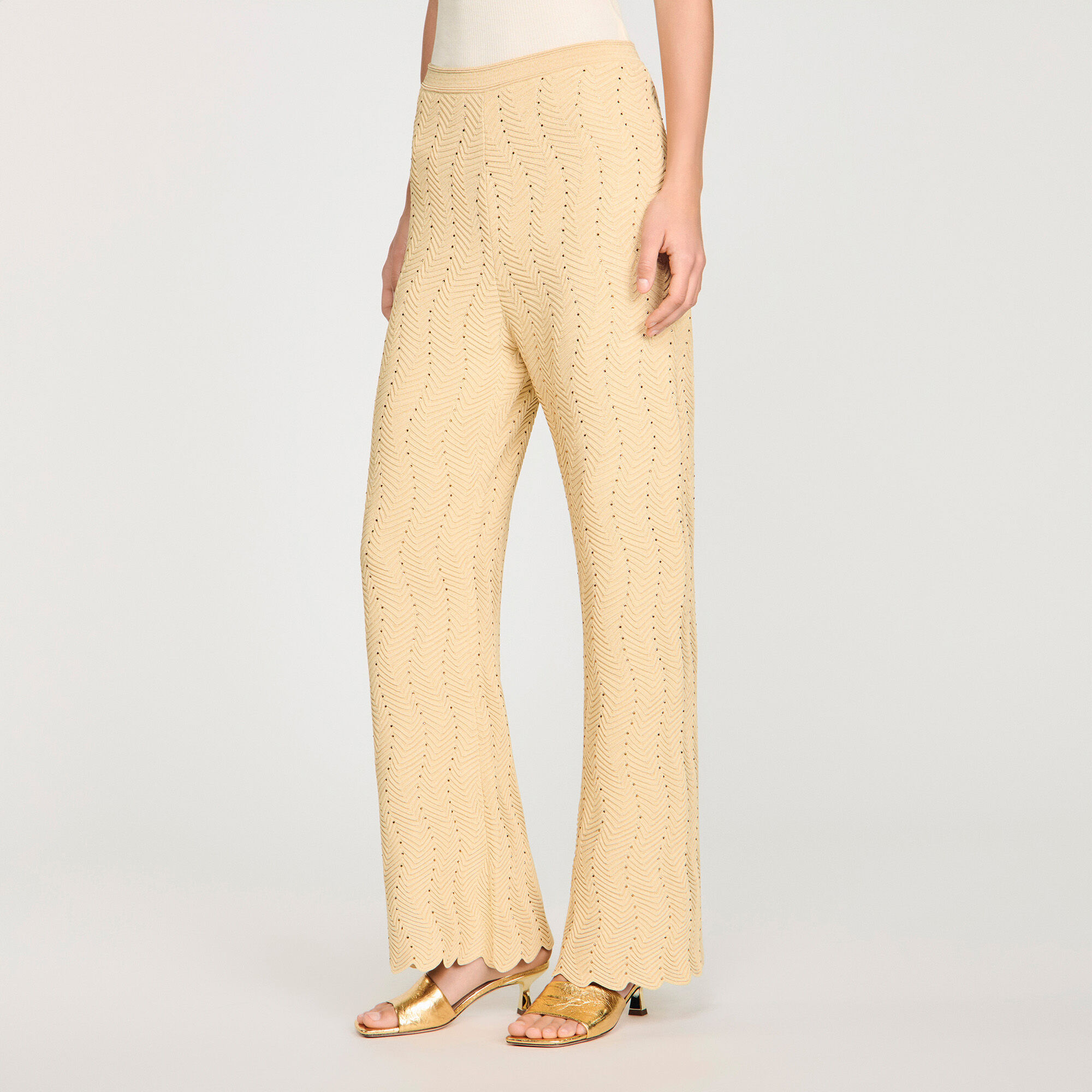 Rhinestone knit trousers