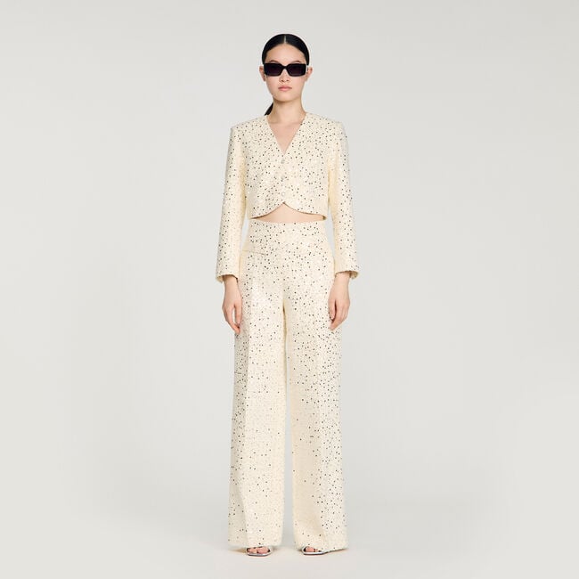 Geometric sequin trousers