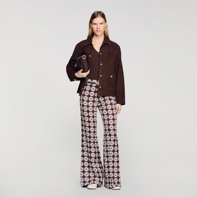 Floral-print flowy trousers