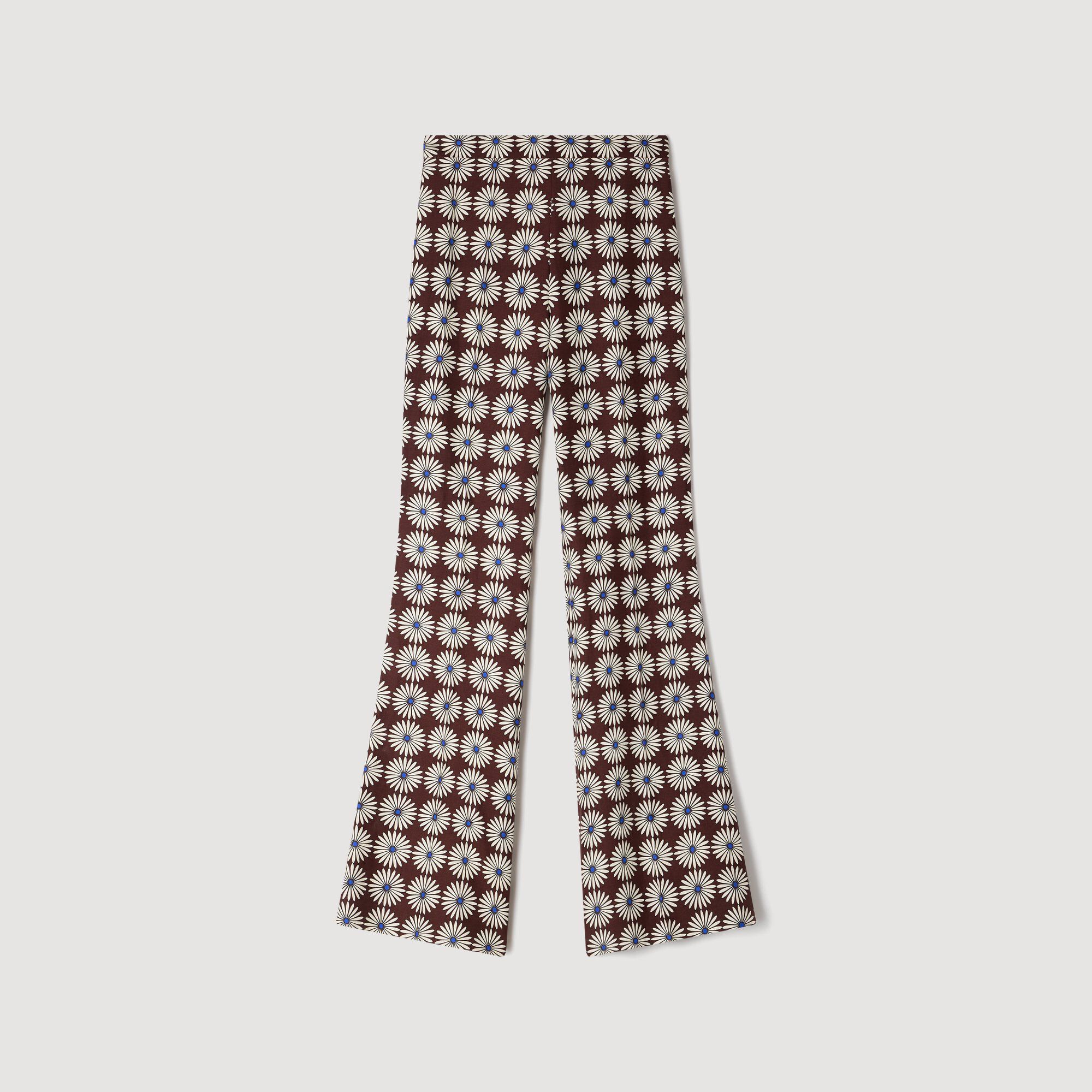 Floral-print flowy trousers