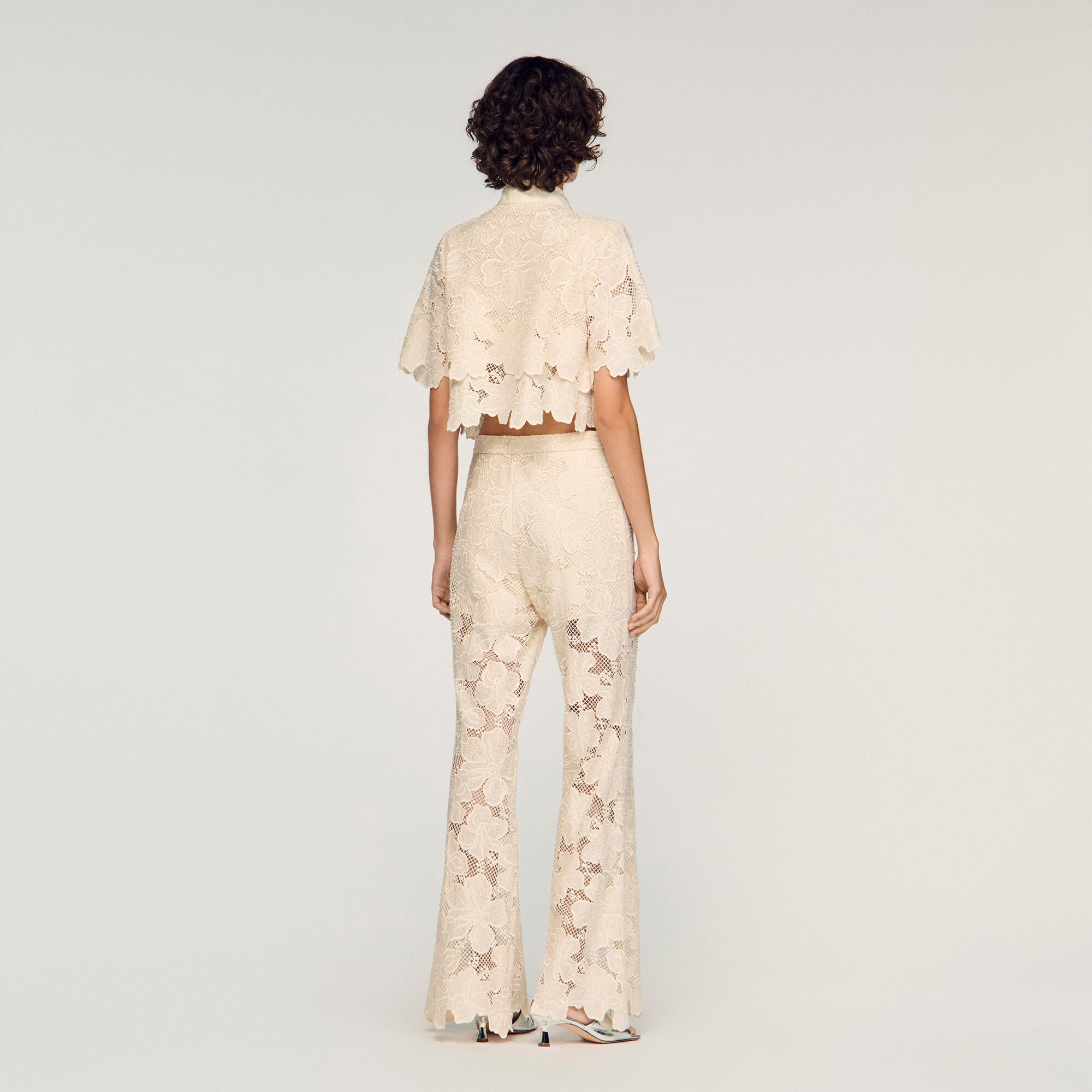 Guipure lace trousers