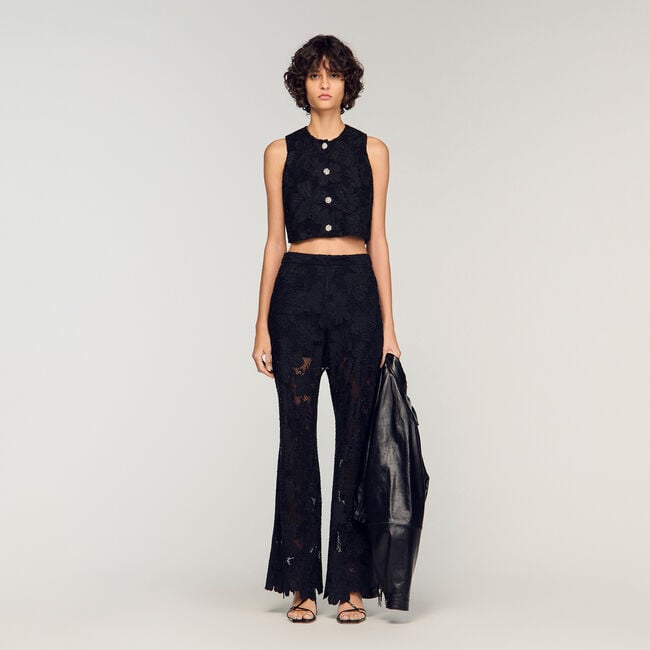 Guipure lace trousers