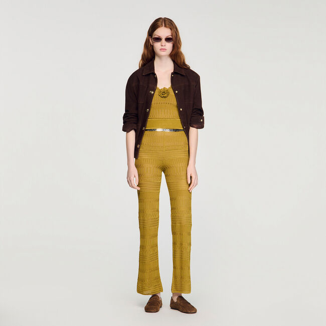 Pointelle knit trousers