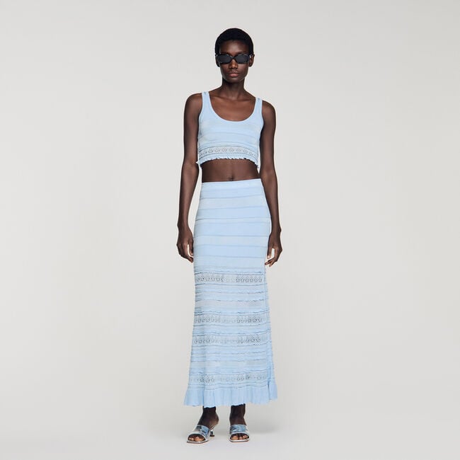 Pointelle knit crop top