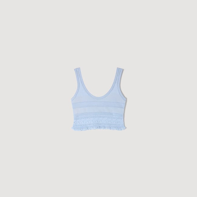Pointelle knit crop top