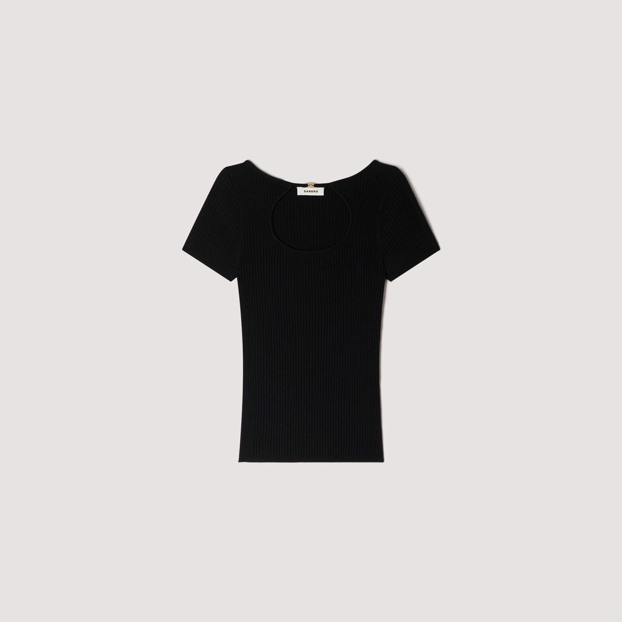 Openwork collar knit top