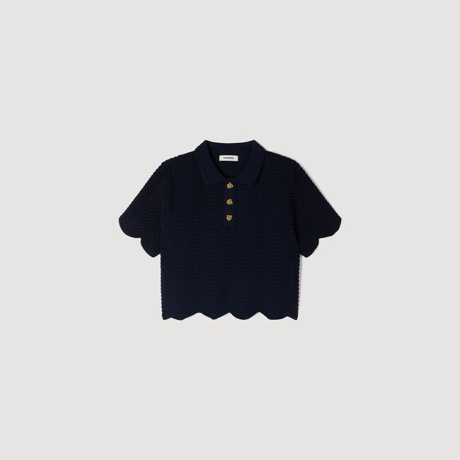Decorative knit polo-neck sweater