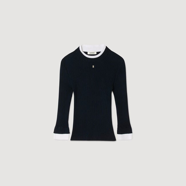 Layered effect wool blend sweater