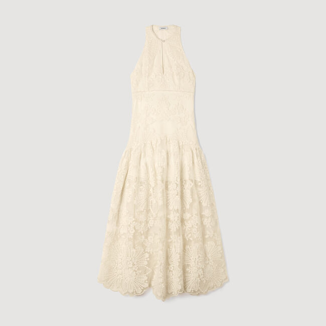 Floral cotton guipure maxi dress