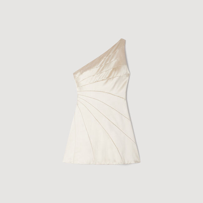 Mini one-shoulder satin-effect dress