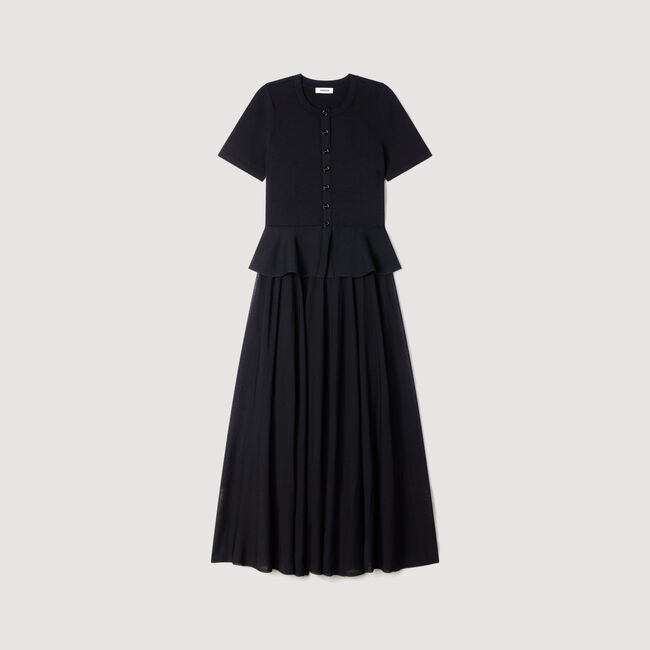 Peplum knit maxi dress