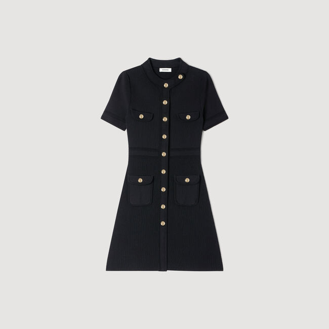 Button-up knit mini dress