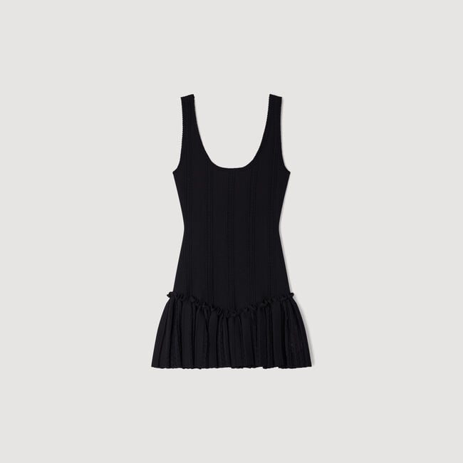 Mini knit dress with ruffle