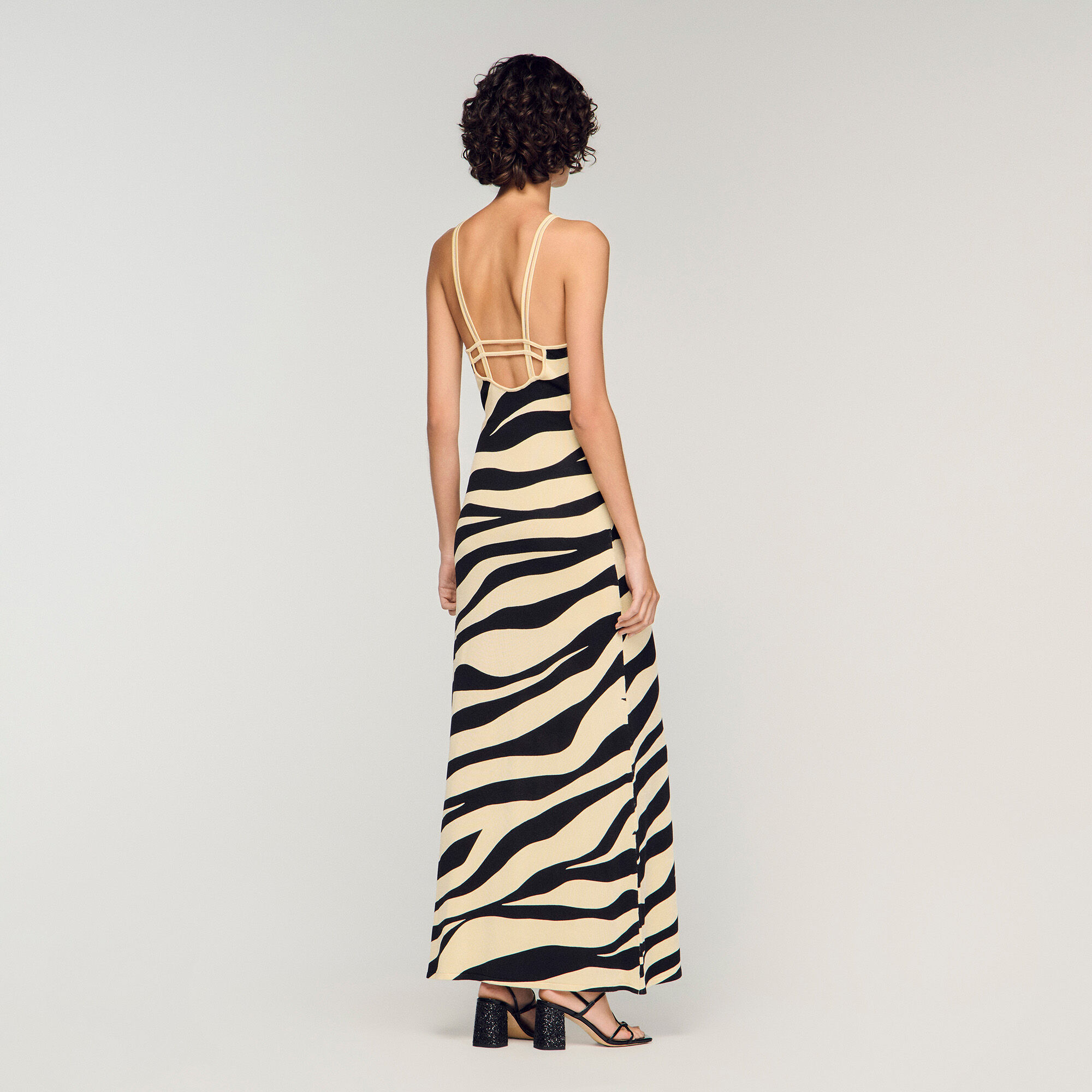 Zebra print knit maxi dress