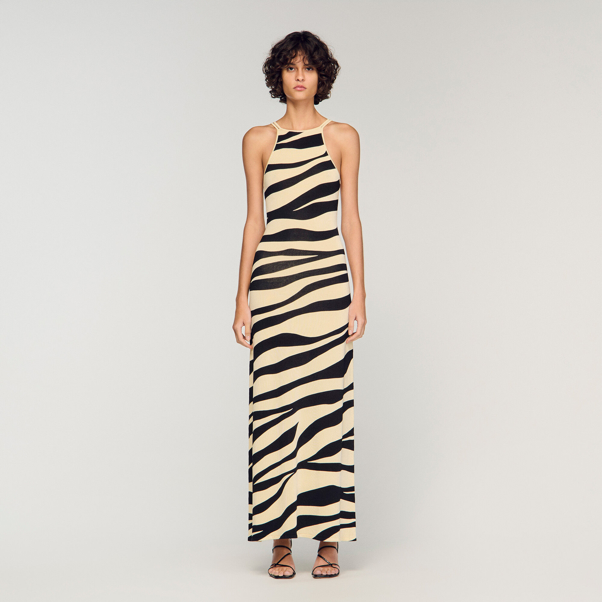 Zebra print knit maxi dress