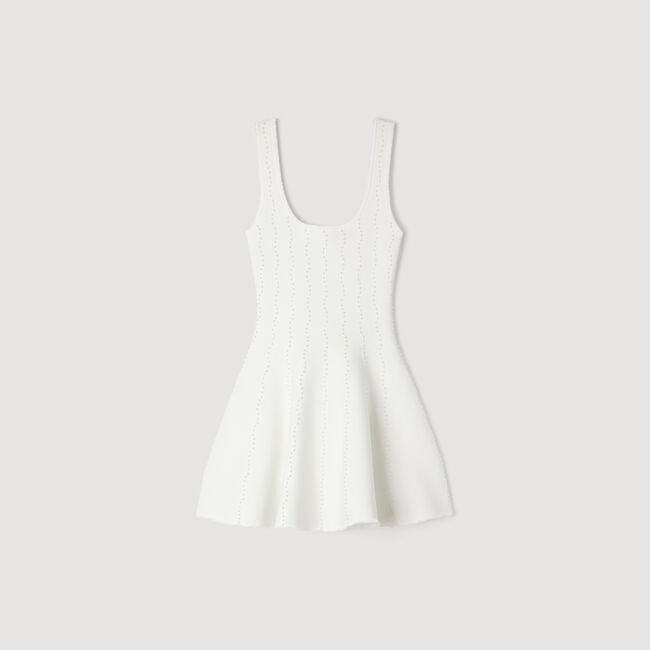 Beaded knit mini dress