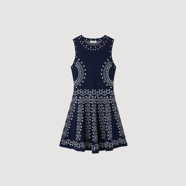 Scarf-print knit mini dress