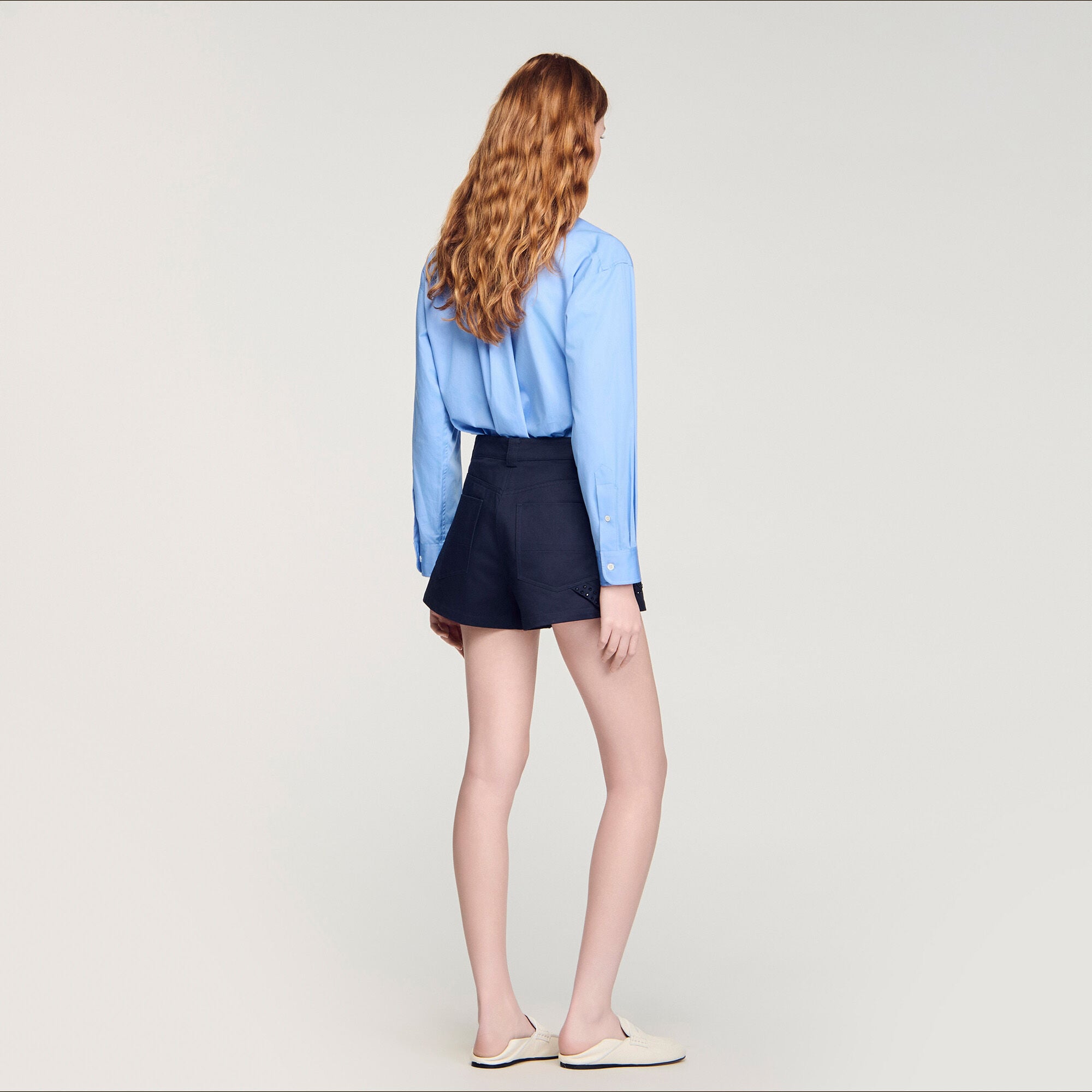 Embroidered cotton shorts