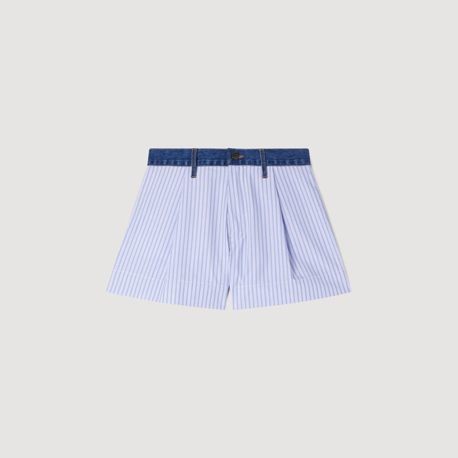 Striped shorts with denim details