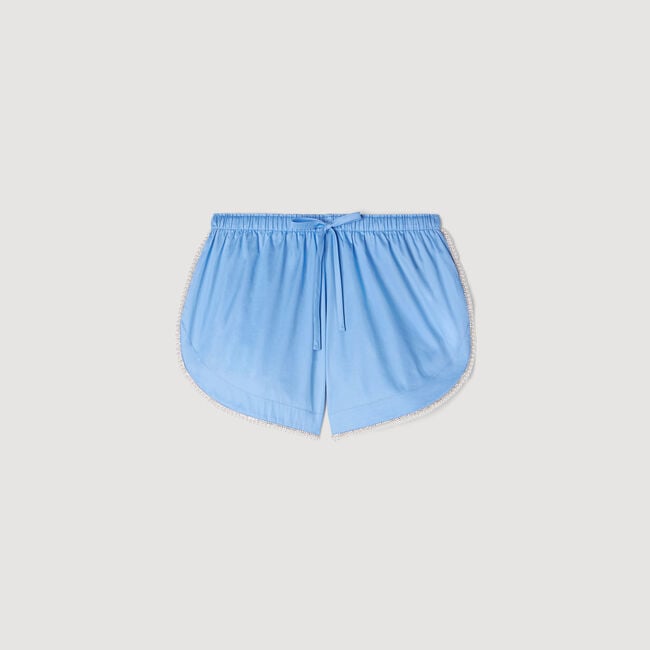 Beaded trim cotton shorts