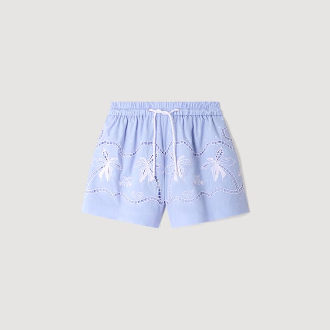 Embroidered cotton shorts