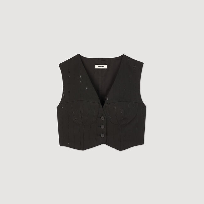 Sequin cropped vest
