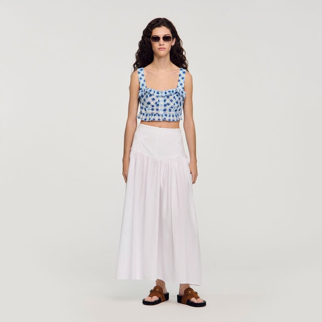 Gingham linen crop top