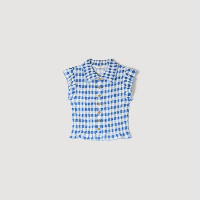 Check smocked shirt