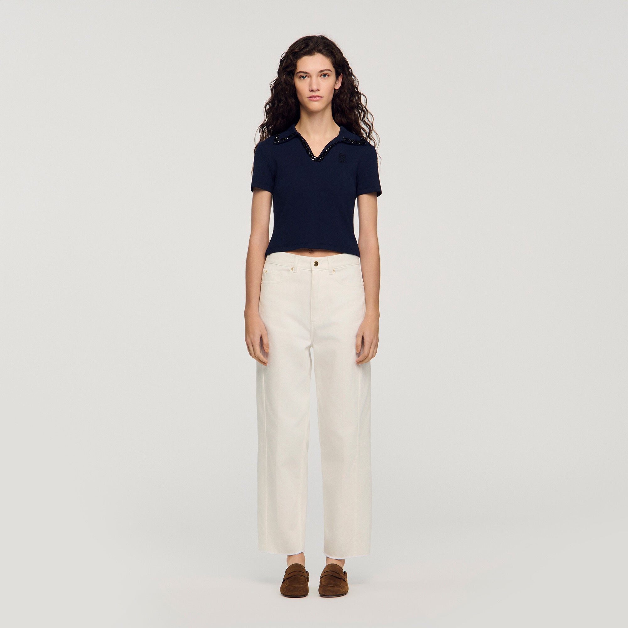 Pearl polo collar