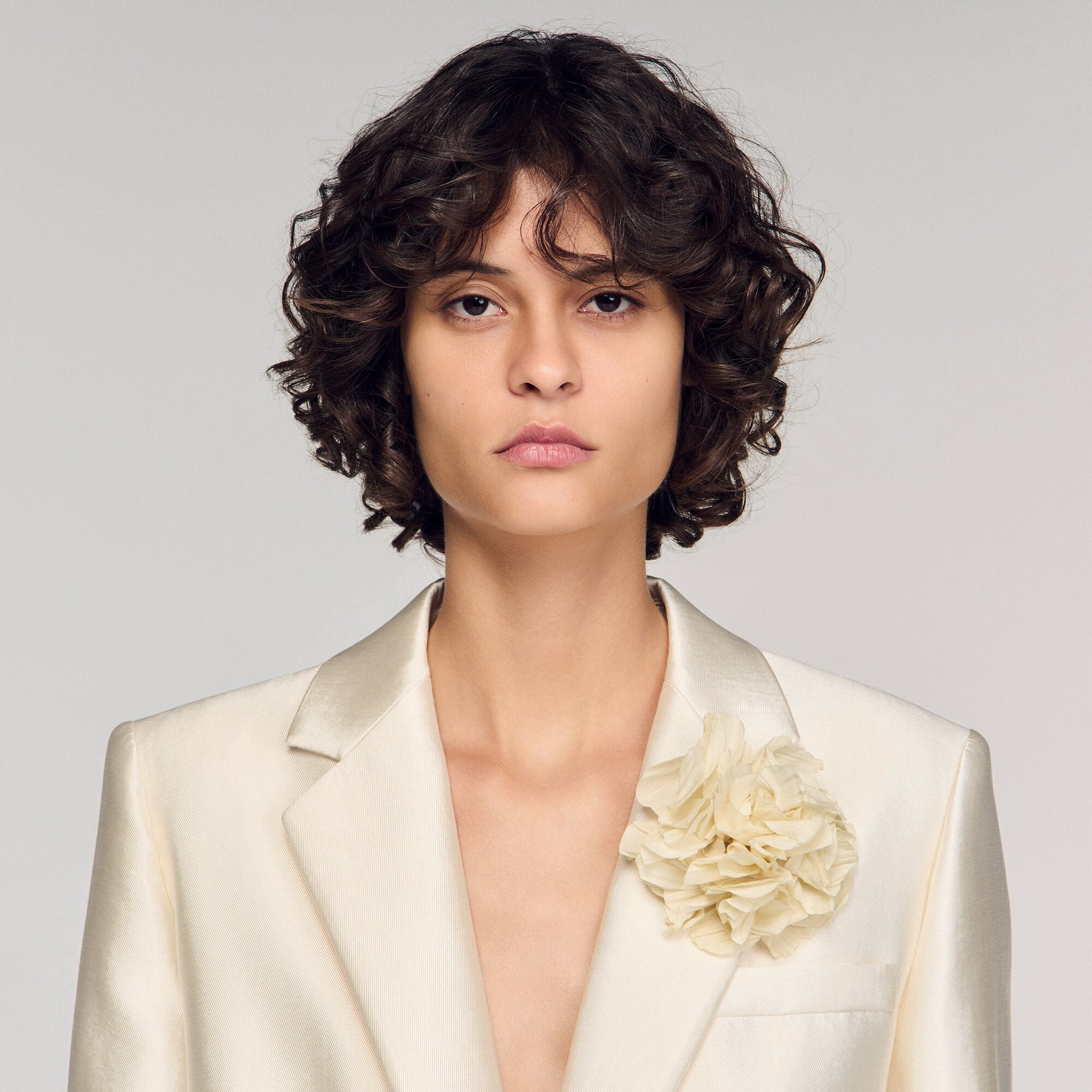 Satin jacket with flower detail
