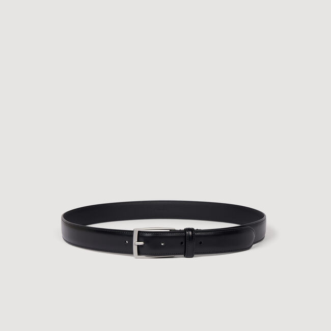 Rectangular buckle leather belt