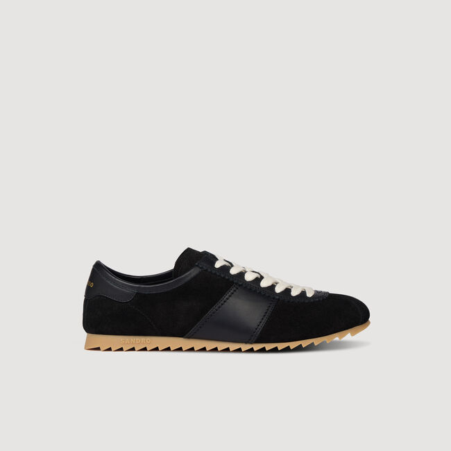 Leather and suede low-top sneakers