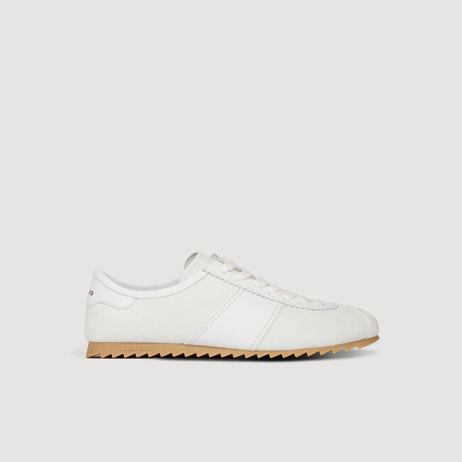 Leather and suede low-top sneakers