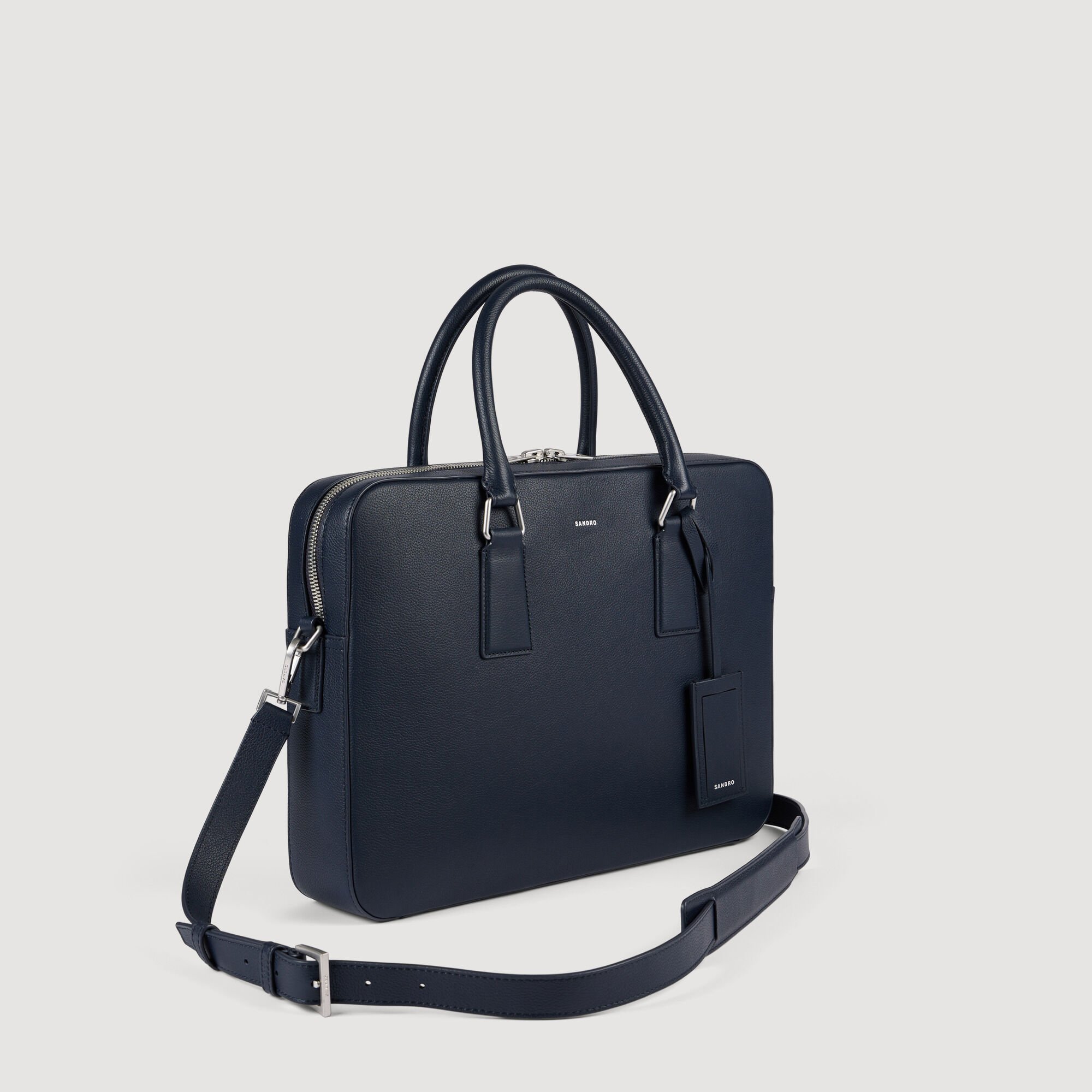 Large grained leather briefcase