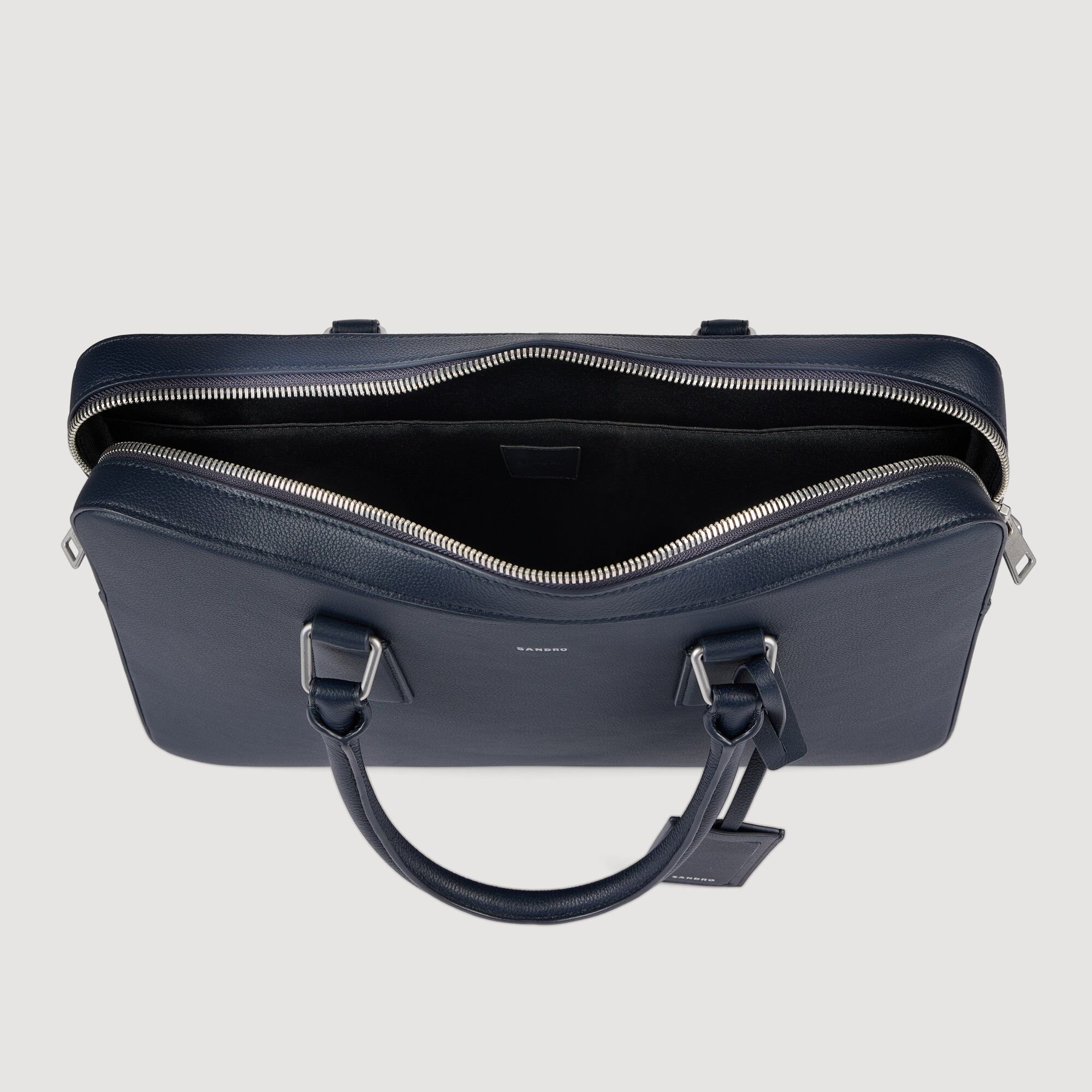 Large grained leather briefcase