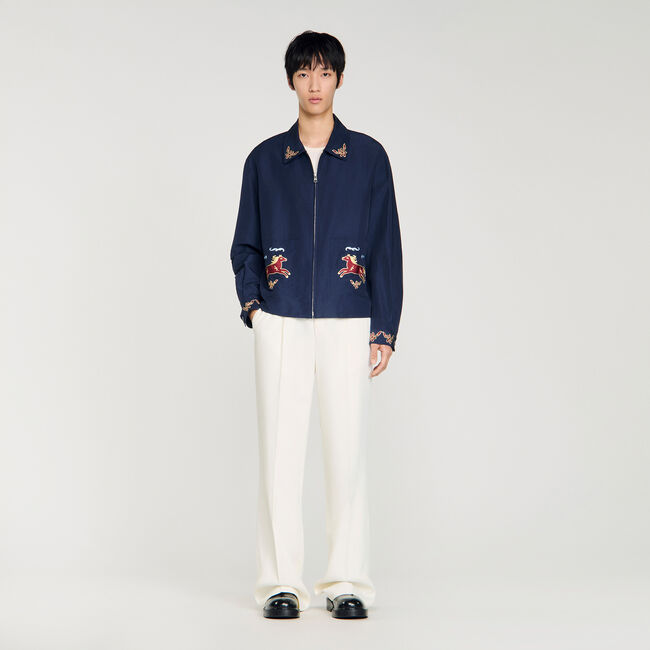 Embroidered wing collar jacket