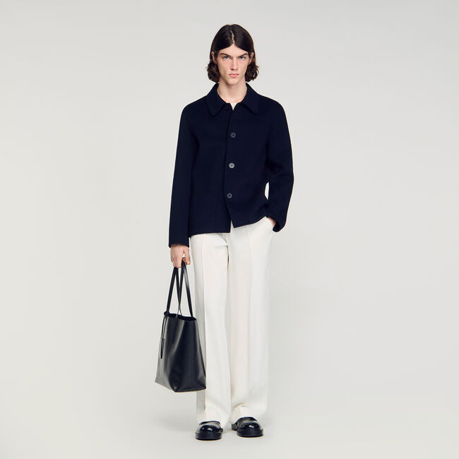 Wool jacket with regular collar